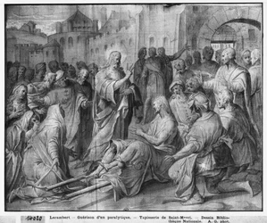 Leben Christi, Jesus heilt einen Gelähmten in Kapernaum, Vorstudie für den Wandteppichentwurf für die Kirche Saint-Merri in Paris, um 1585-90